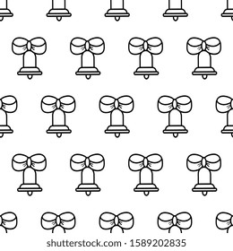Hand bell with a bow on a white background. Seamless vector minimalism illustration for hoop, surface, packaging, postcard.
Seamless vector with red and white stockings.