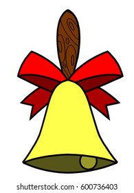 Hand bell with bow vector
