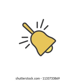 Hand bell filled outline icon, line vector sign, linear colorful pictogram isolated on white. Ring bell symbol, logo illustration. Pixel perfect vector graphics