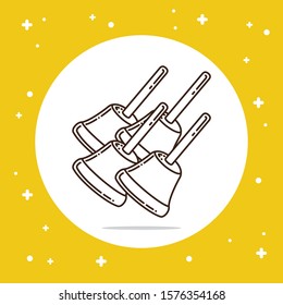 hand bell line vector illustration for event music asset
