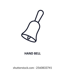 hand bell outline icon.  Thin line icon from education collection. Editable vector isolated on white background