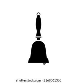 Ilustración de color negro del vector de campana de mano aislada. Icono de la Campana. Icono de llamada.