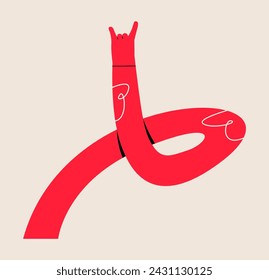 Hand, bended, curved hand. Colorful vector illustration
