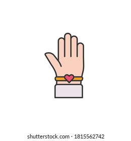 hand best friends bracelet outline icon. Elements of friendship line icon. Signs, symbols and vectors can be used for web, logo, mobile app, UI, UX on white background