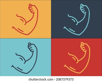 Hand-Biceps-Logo-Vorlage, einfaches, flaches Symbol auf Hand, Arm, Muskel