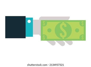 hand with bill dollar icon