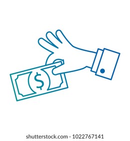 hand with bill dollar money icon