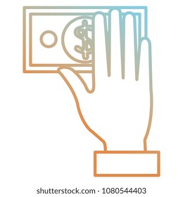 hand with bill dollar money icon