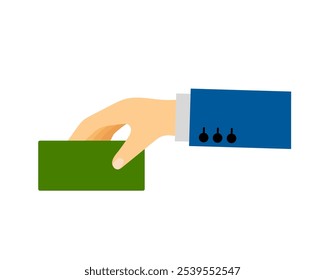 Hand with bill. Vector simple color flat illustration.