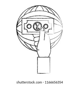 hand with bill yen and sphere