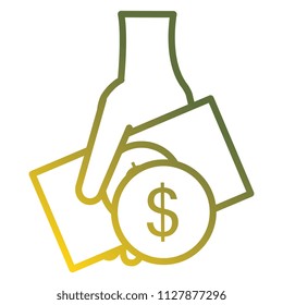 hand with bills and coin