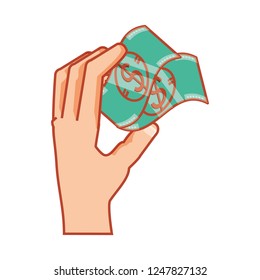 hand with bills dollars