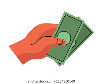 hand with bills dollars icon