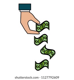 hand with bills money