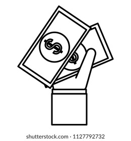 hand with bills money