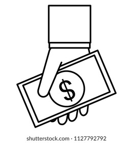 hand with bills money