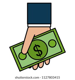 hand with bills money