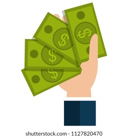 hand with bills money