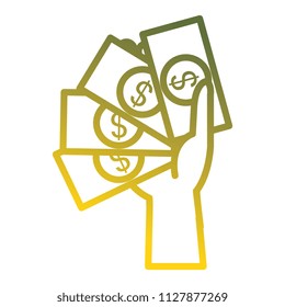 hand with bills money