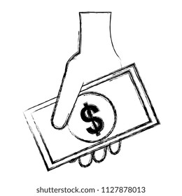 hand with bills money
