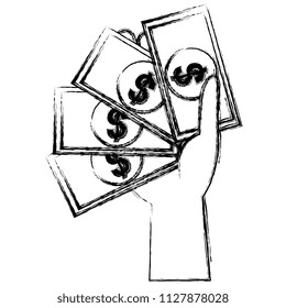 hand with bills money