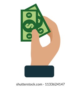 hand with bills money