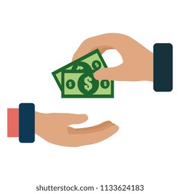 hand with bills money