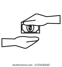 hand with bills money