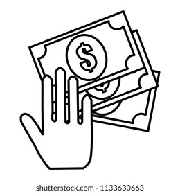 hand with bills money
