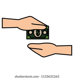 hand with bills money