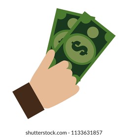 hand with bills money