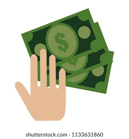 hand with bills money