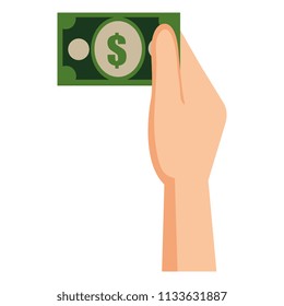 hand with bills money