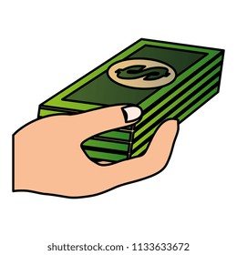 hand with bills money