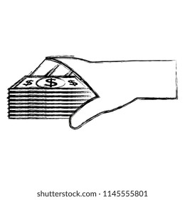 hand with bills money