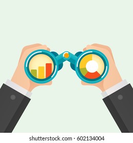 Hand and Binocular, Business vision concept. Vector illustration