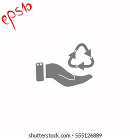 Hand and bio grey icon.
