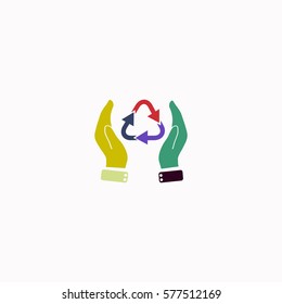 Hand and bio  icon Vector design. Colored illustration.