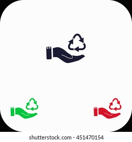 Hand and bio Illustration set. Blue, green, red icon.