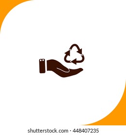 Hand and bio sign. Brown icon on white background