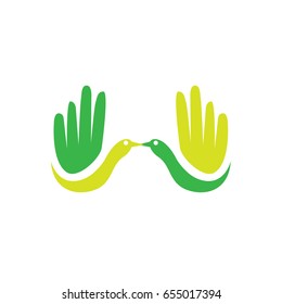 hand bird creative green color icon logo template 