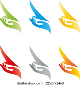 Hand and bird in different colors