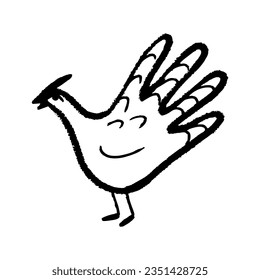 Hand bird logo in vector. Cute character