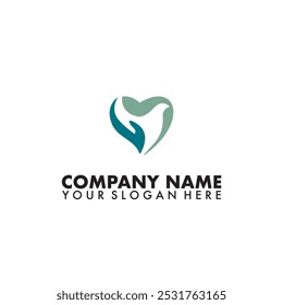 Mano, pájaro en forma de amor logo