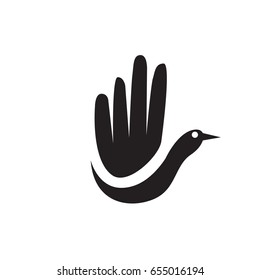 hand bird wing icon logo template 