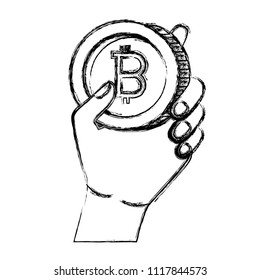 hand with bitcoin commerce technology