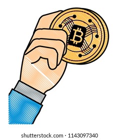 hand with bitcoin design