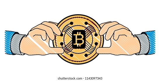 hand with bitcoin design