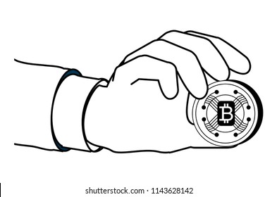 hand with bitcoin design