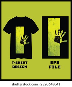 Hand black dark yellow t- shirt design.